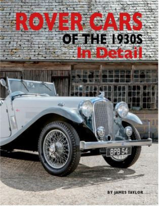 Rover Cars of the 1930s In Detail book cover with a classic white Rover car