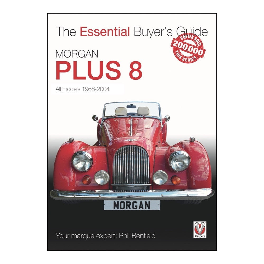 Automotive buyer's guide book cover with red classic car and title text.