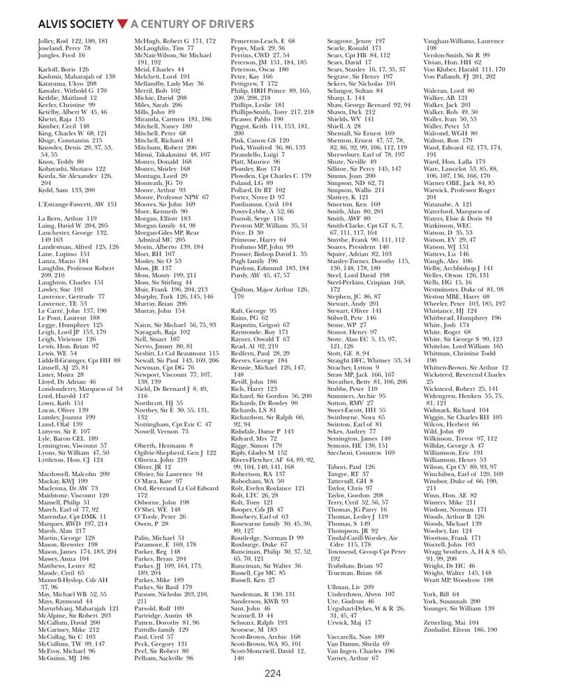 Book list page with many numbered entries under “Alvis Society” heading.