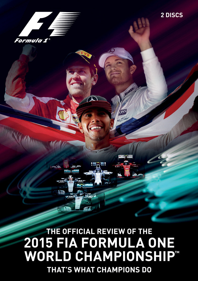 Formula One 2015 official review DVD cover, 2 discs, F1 logo and driver photo