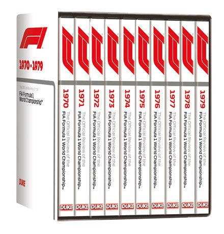 FIA Formula One World Championship DVD box set with red and white spine cases