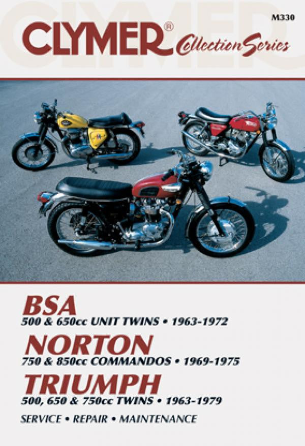 Motorcycle service repair manual cover, Clymer Collection Series and twin bike lineup