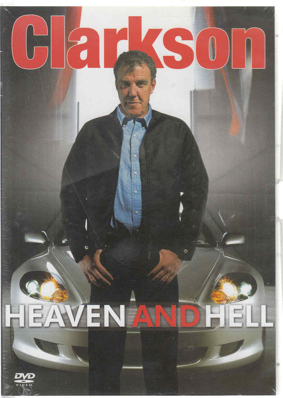 DVD cover with Clarkson portrait, sports car front, and 'Heaven and Hell' lettering