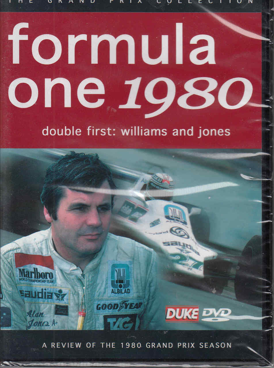 Formula One 1980 DVD cover with racing car photo and red title text