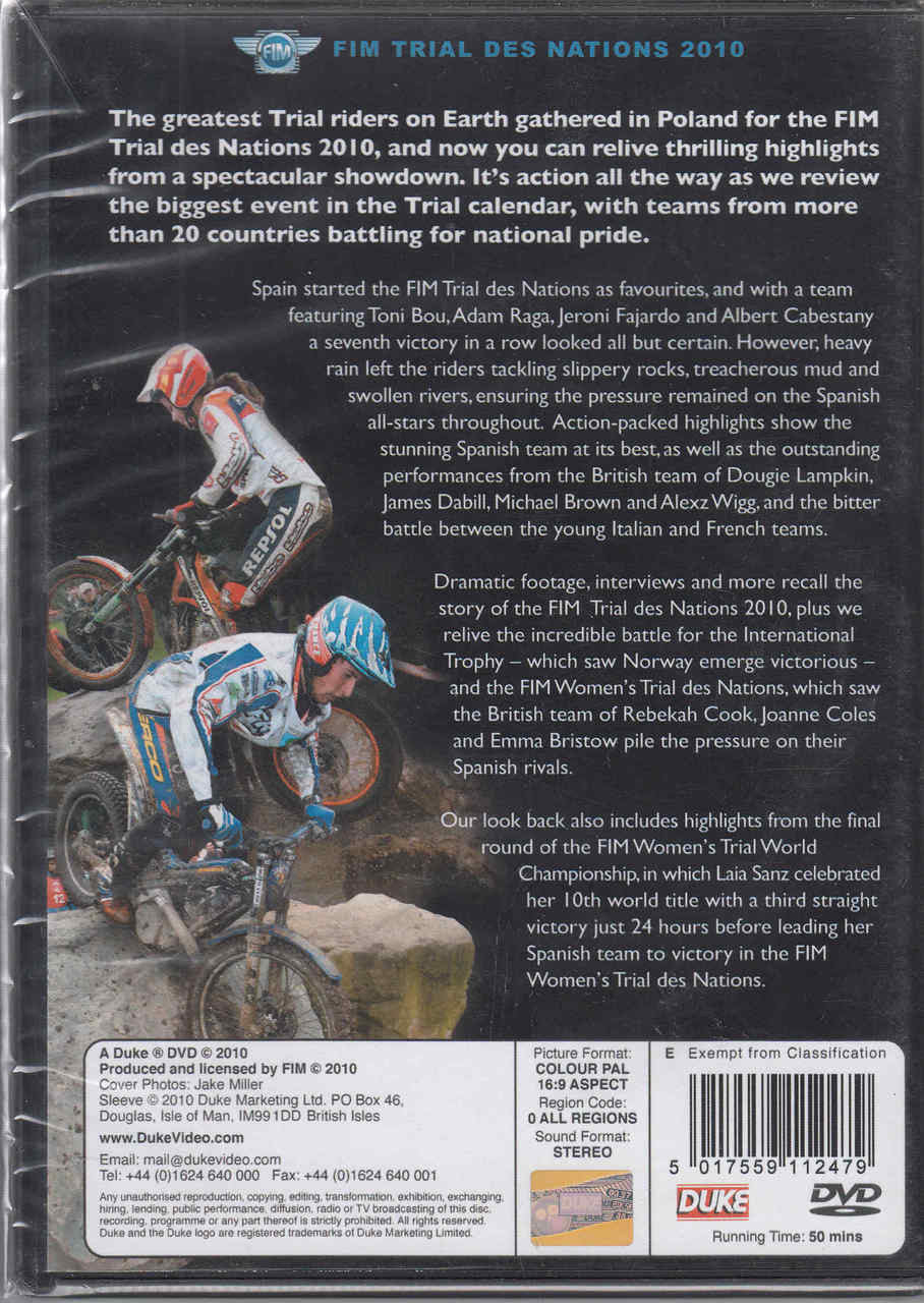 DVD case back cover with rider photo collage, event description text, barcode and specs