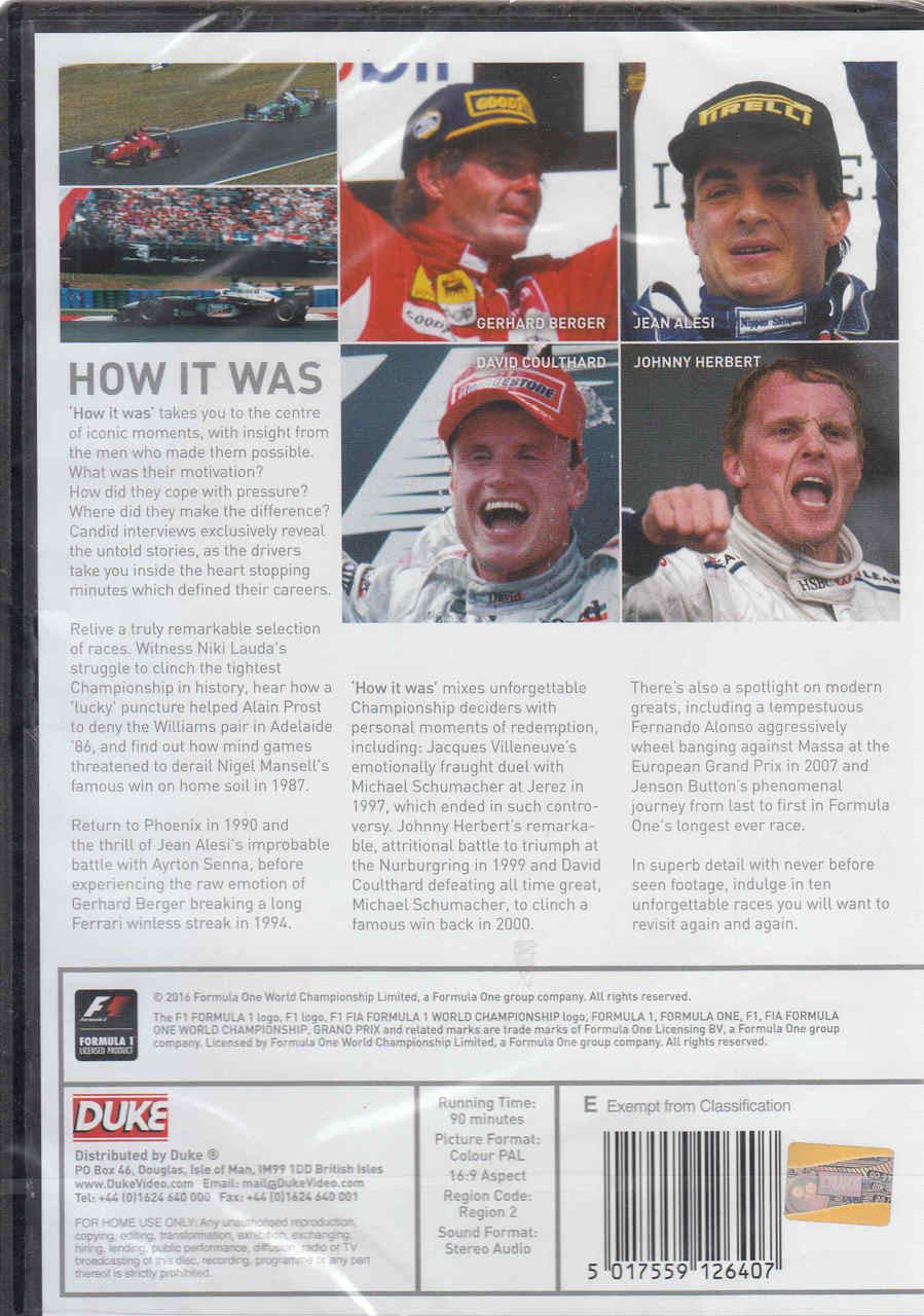 Formula 1 : How It Was DVD (5017559126407) - back