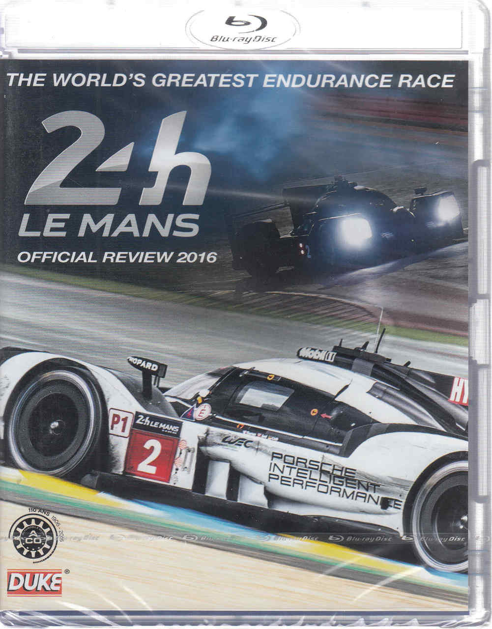 Blu-ray case front with 24h Le Mans official review 2016 title and race car artwork