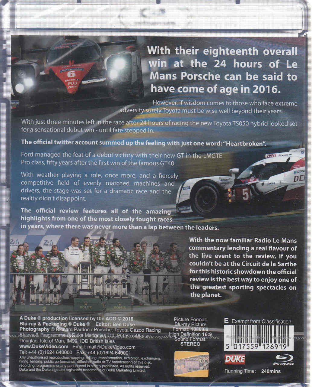 Blu-ray case back cover with printed race text blocks and barcode label