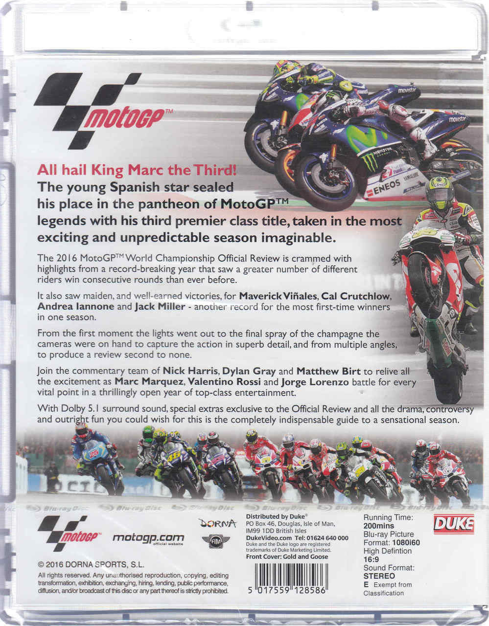 MotoGP 2016 World Championship Review Bluray (5017559128586) - back