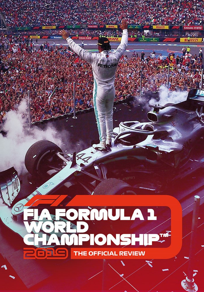 F1 DVD cover: FIA Formula 1 2019 Official Review with racing car and logo