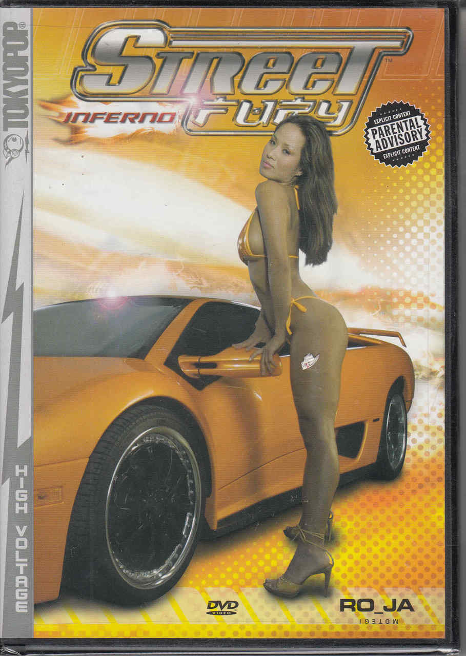 DVD case front cover with woman posing beside yellow sports car