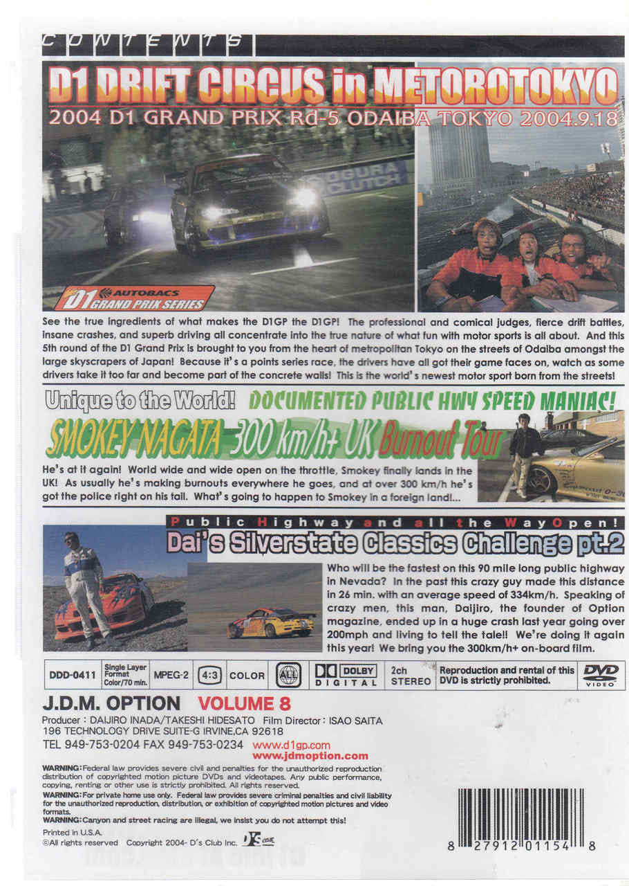 J.D.M. Option International Volume 8: D1 Tokyo Metro Night Battle DVD