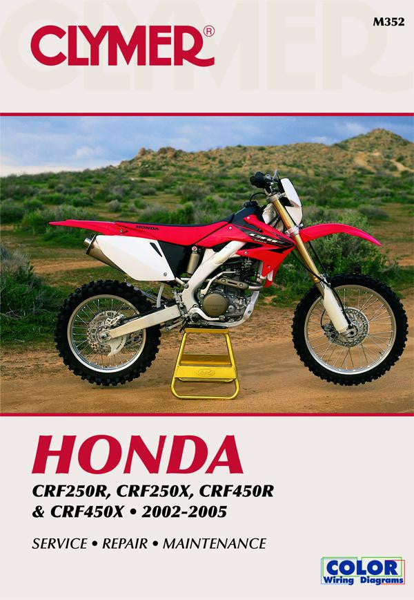 Motorcycle service repair manual cover for Honda CRF250R/CRF450R (2002–2005), Clymer