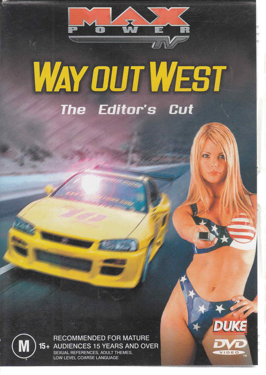 Way Out West: Editor's Cut DVD cover with yellow sports car and bikini woman