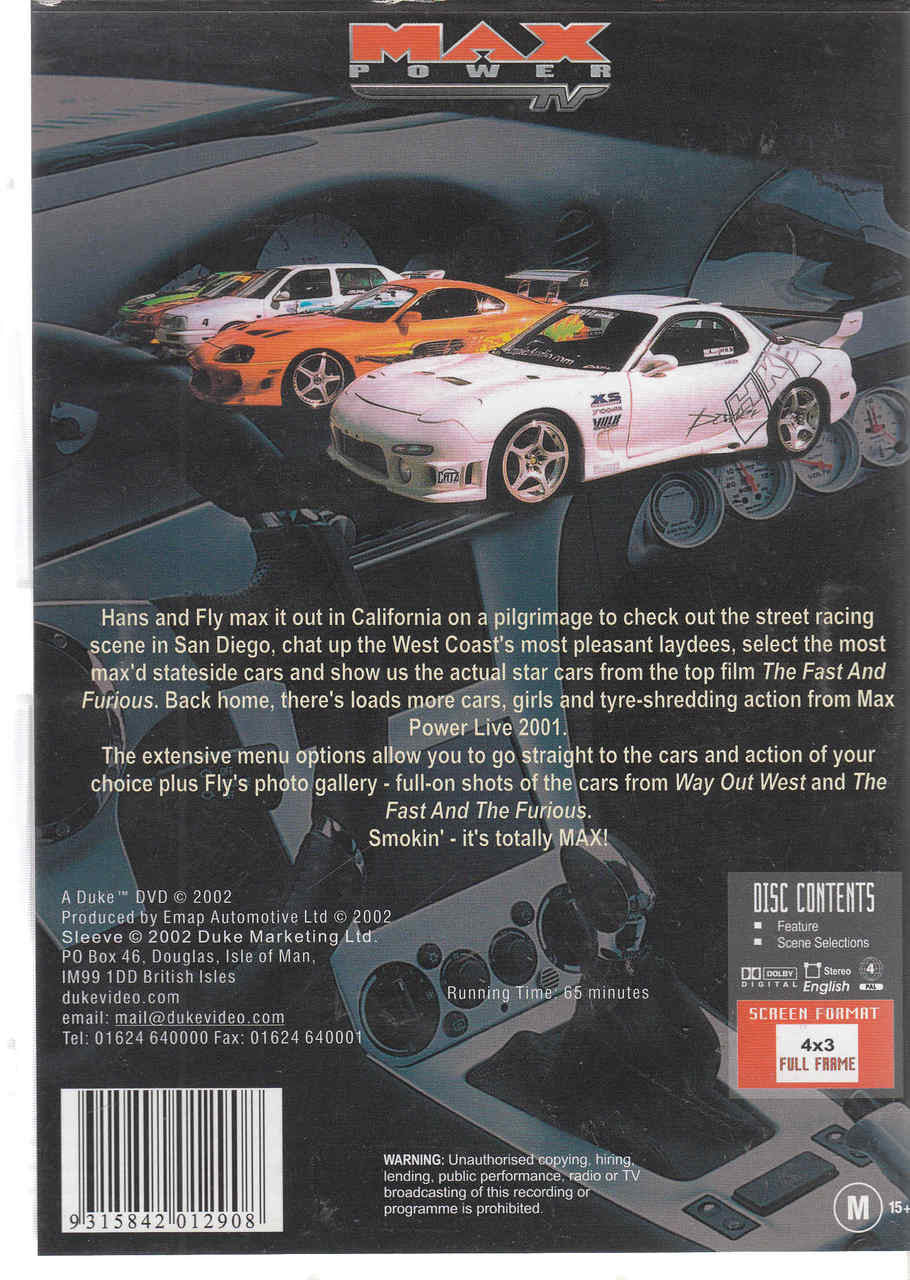 Way Out West: Editor's Cut DVD back cover with three race cars and track text