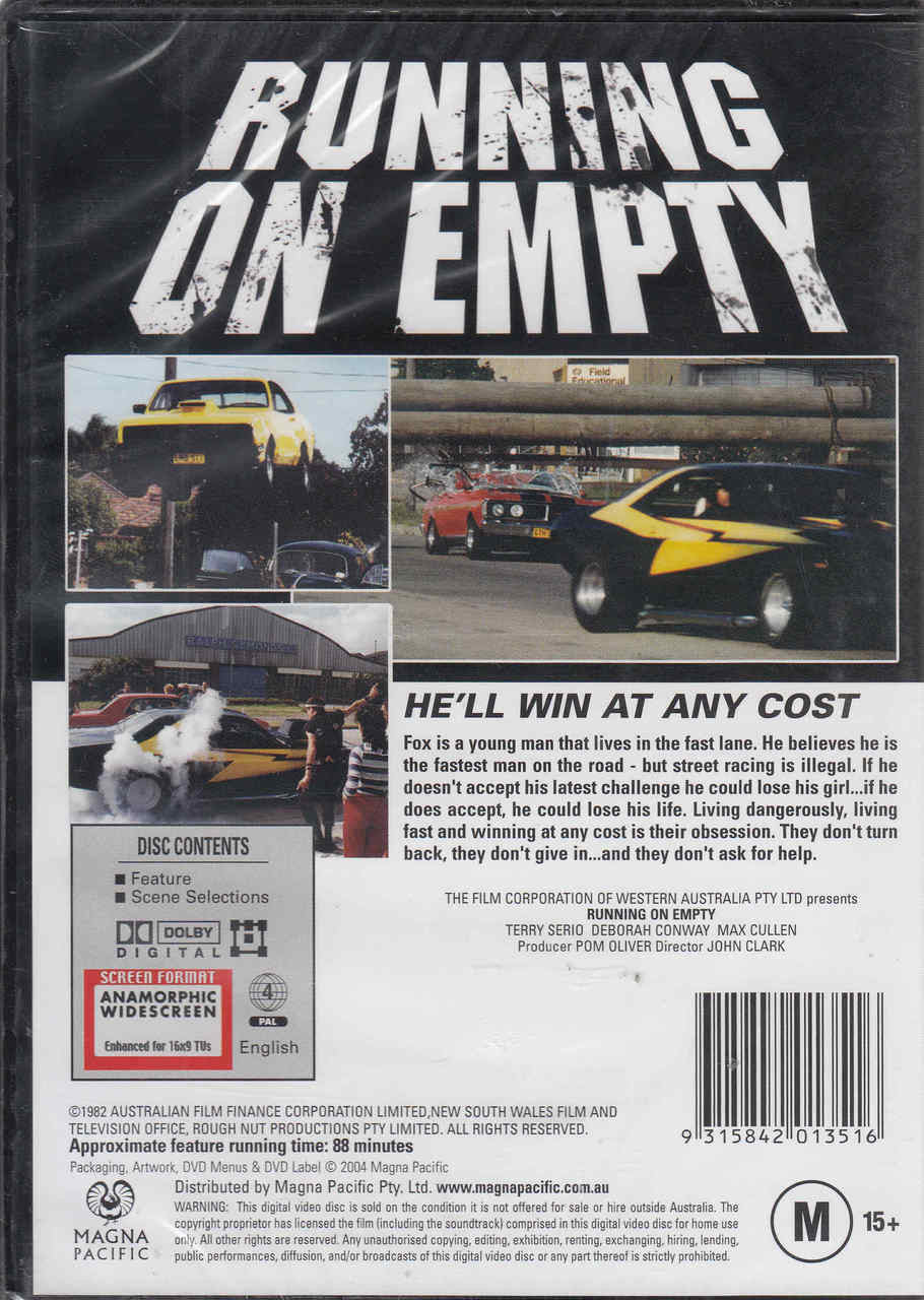 Running On Empty Australian Cult Film DVD Back
