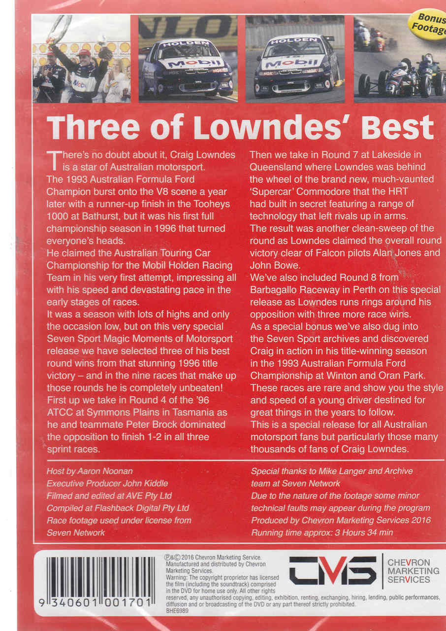 Magic Moments Of Motorsport : Three Of Loundes' Best DVD (9340601001701)  back