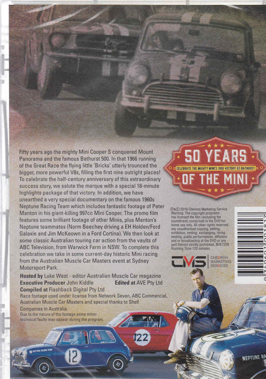 50 Years Of The Mini: Celebrate The Mighty Mini's 1966 Victory At Bathurst DVD (9340601001817) - back