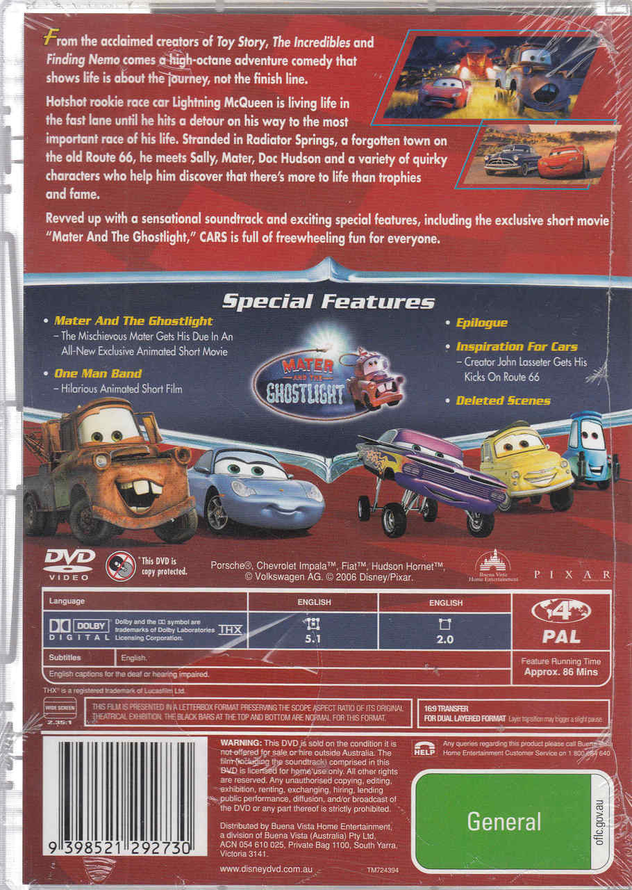 Cars - Disney Pixar Movie DVD
