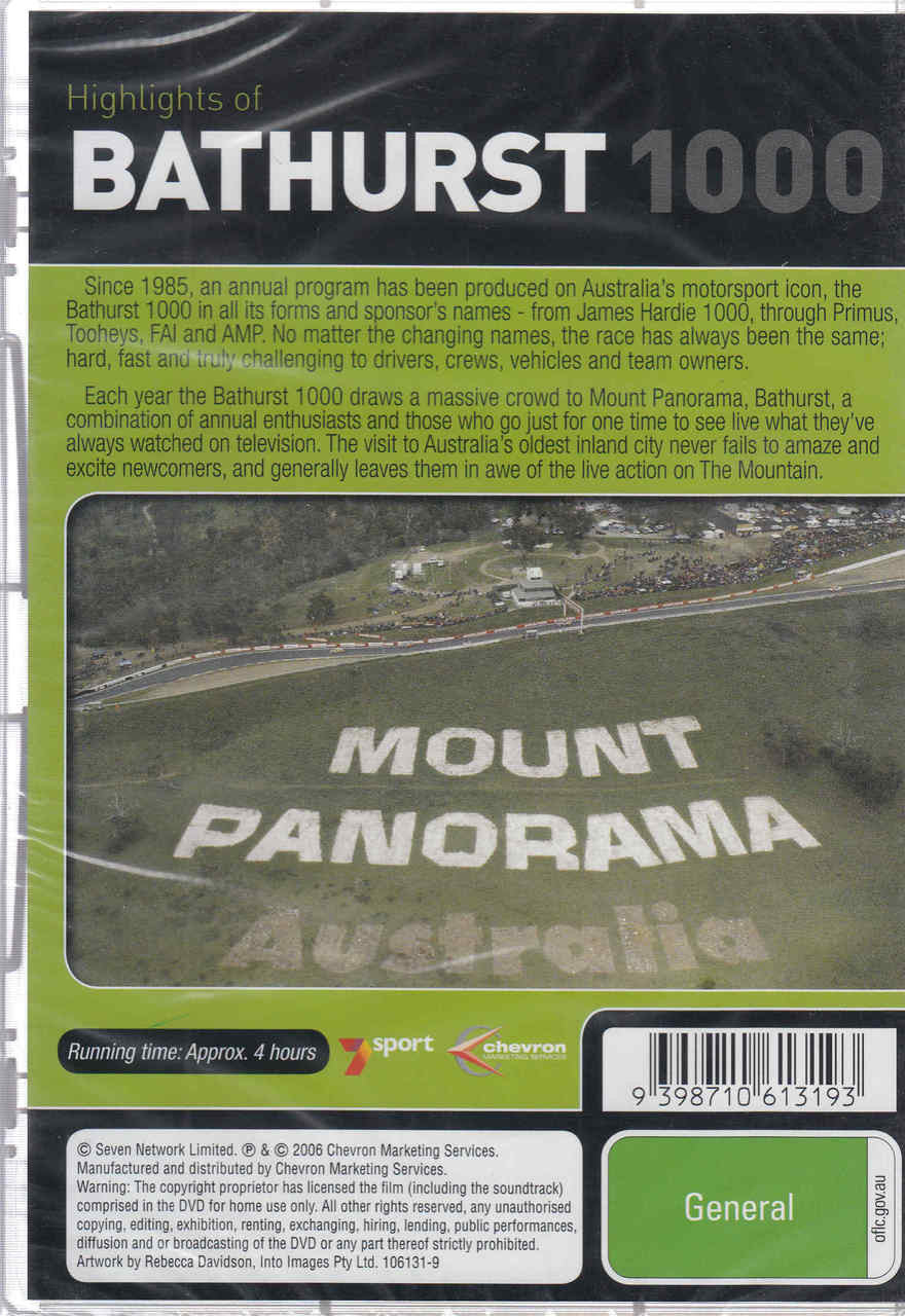 Highlights of Bathurst 1000 1995 1996 DVD (9398710613193) - back