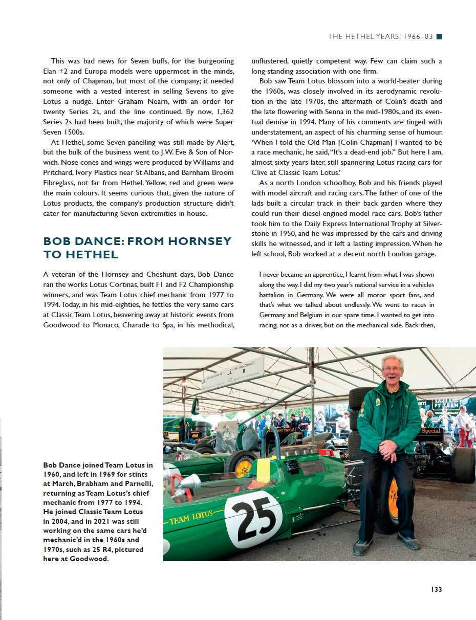 Book chapter page with "BOB DANCE" heading and photo of man by green car