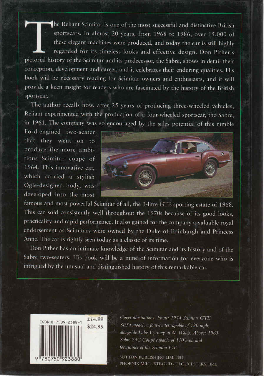 Reliant Sports Cars (9780750923880)  - back