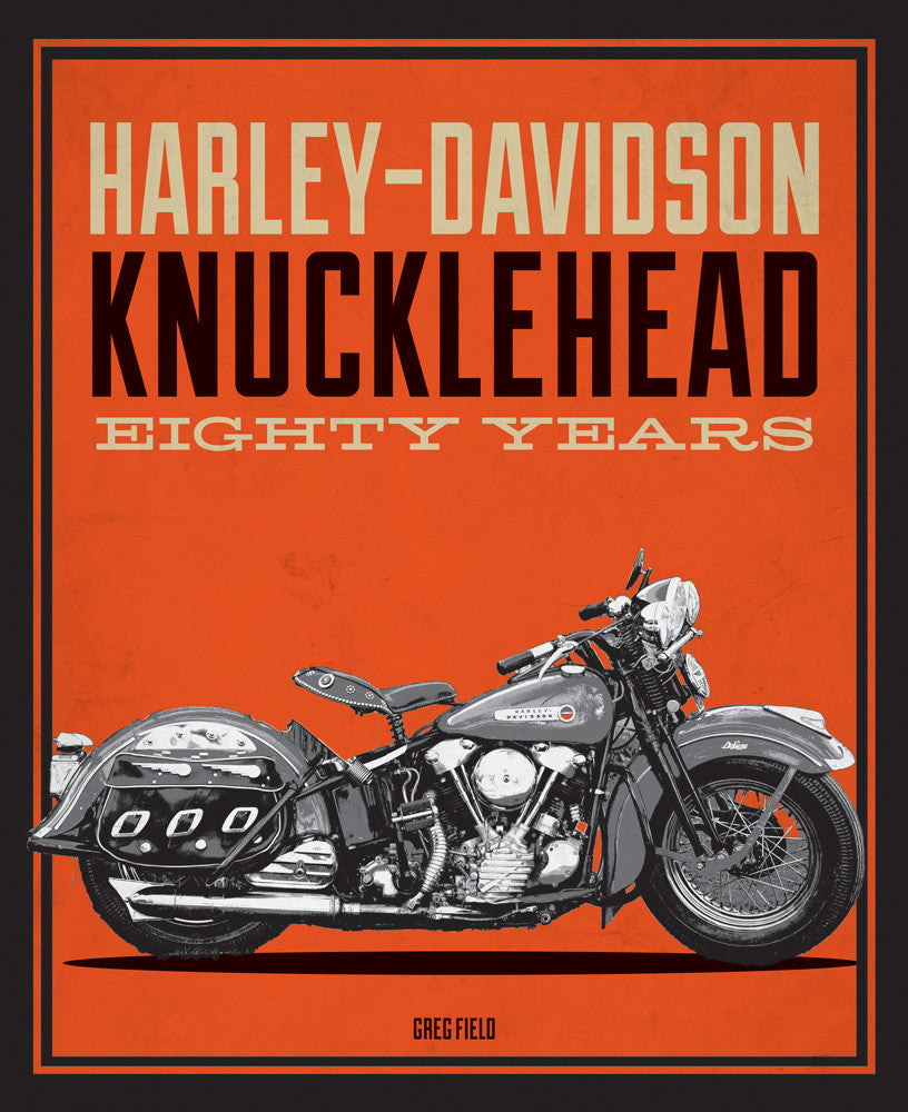 Harley-Davidson Knucklehead Eighty Years book cover with classic motorcycle illustration