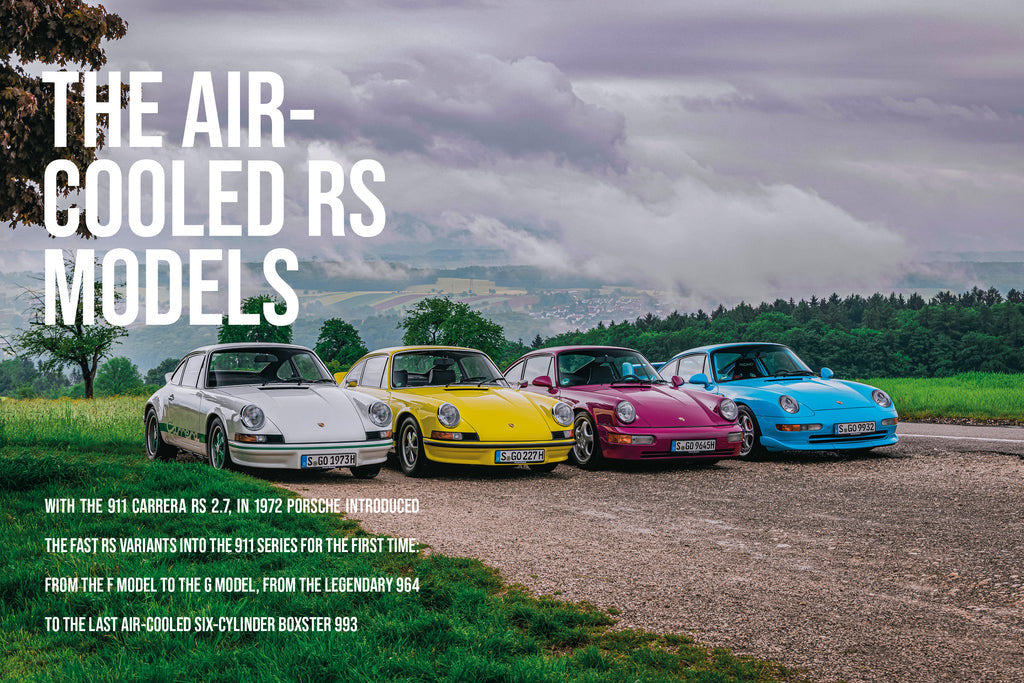 Page featuring a row of colorful sports cars and large title text