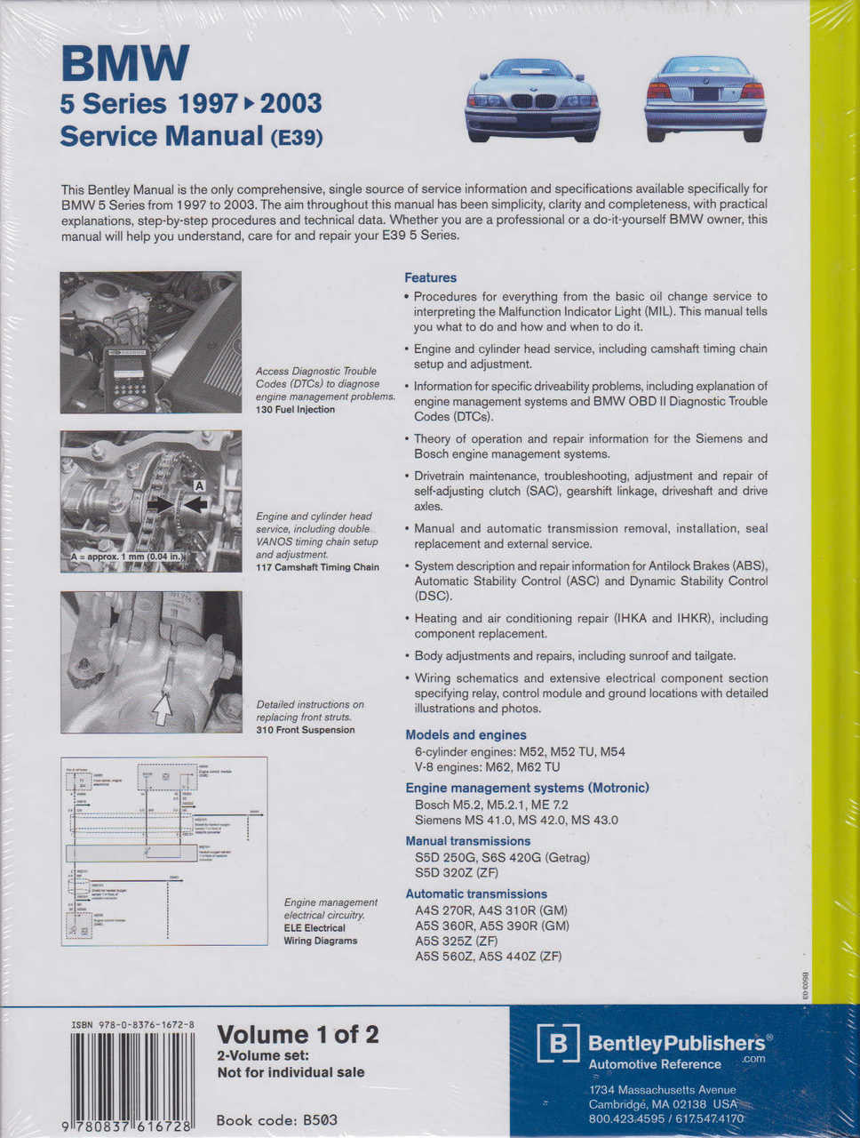 BMW 5 Series E39 525i, 528i, 530i, 540i 1997 - 2003 Workshop Manual