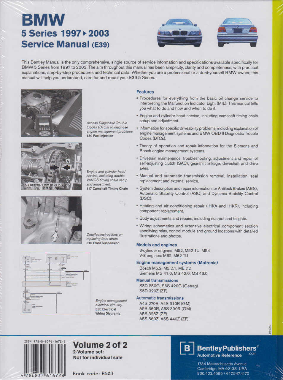 BMW 5 Series E39 525i, 528i, 530i, 540i 1997 - 2003 Workshop Manual