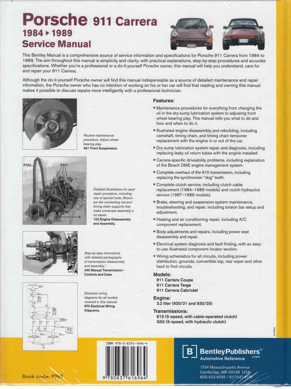 Porsche 911 Carrera 1984 - 1989 Workshop Manual