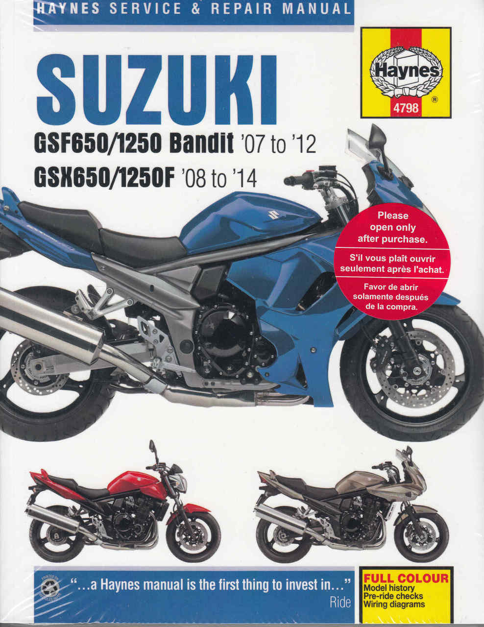 Suzuki GSF650 Bandit, GSX650F, GSF1250 Bandit 2007 - 2014 Workshop Manual