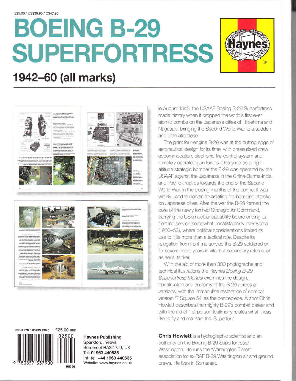 Boeing B-29 Superfortress 1942 - 1960 (all marks) Owners' Workshop Manual Back Cover