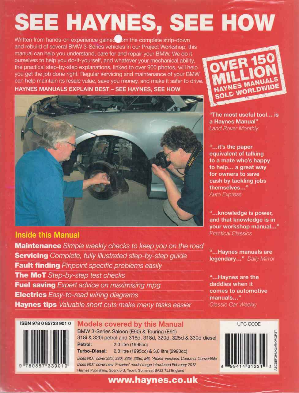 BMW 3 Series E90 / E91 Sept 2008 - Feb 2012 Petrol & Diesel Workshop Manual (9780857339010) - back