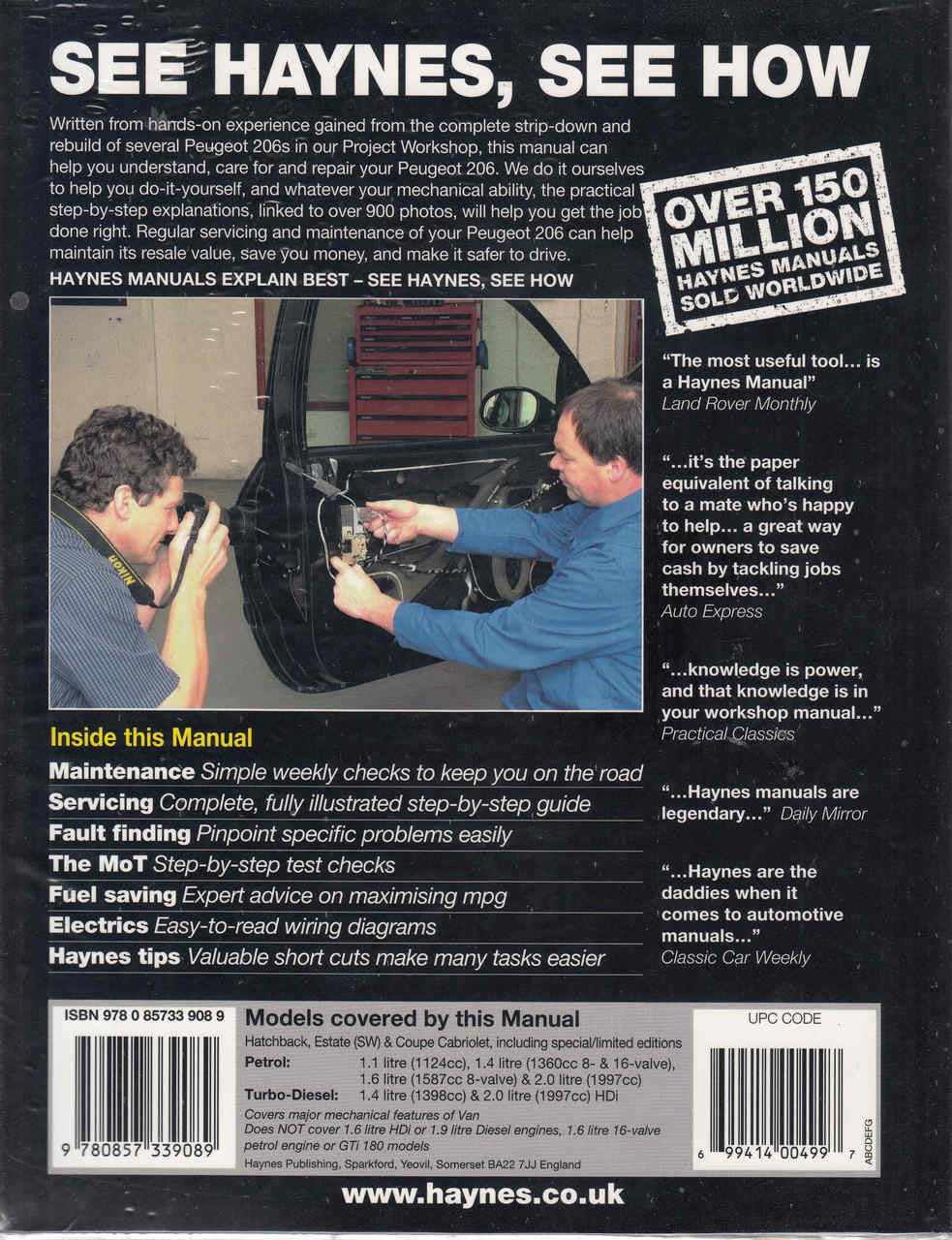 Peugeot 206 2002 - 2009 (Petrol & Diesel) Workshop Manual (9780857339089)