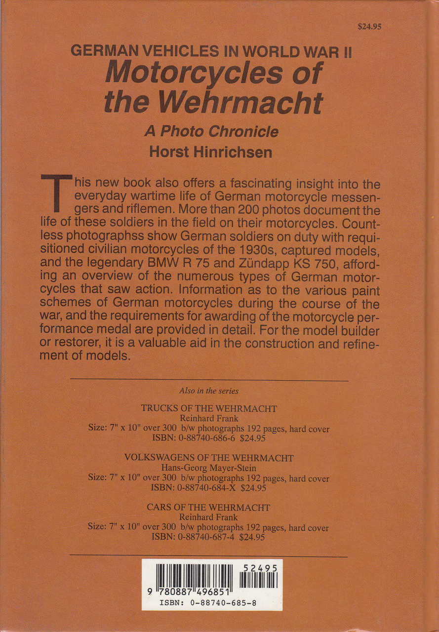 Motorcycles Of The Wehrmacht: A Photo Chronicle (9780887496851)