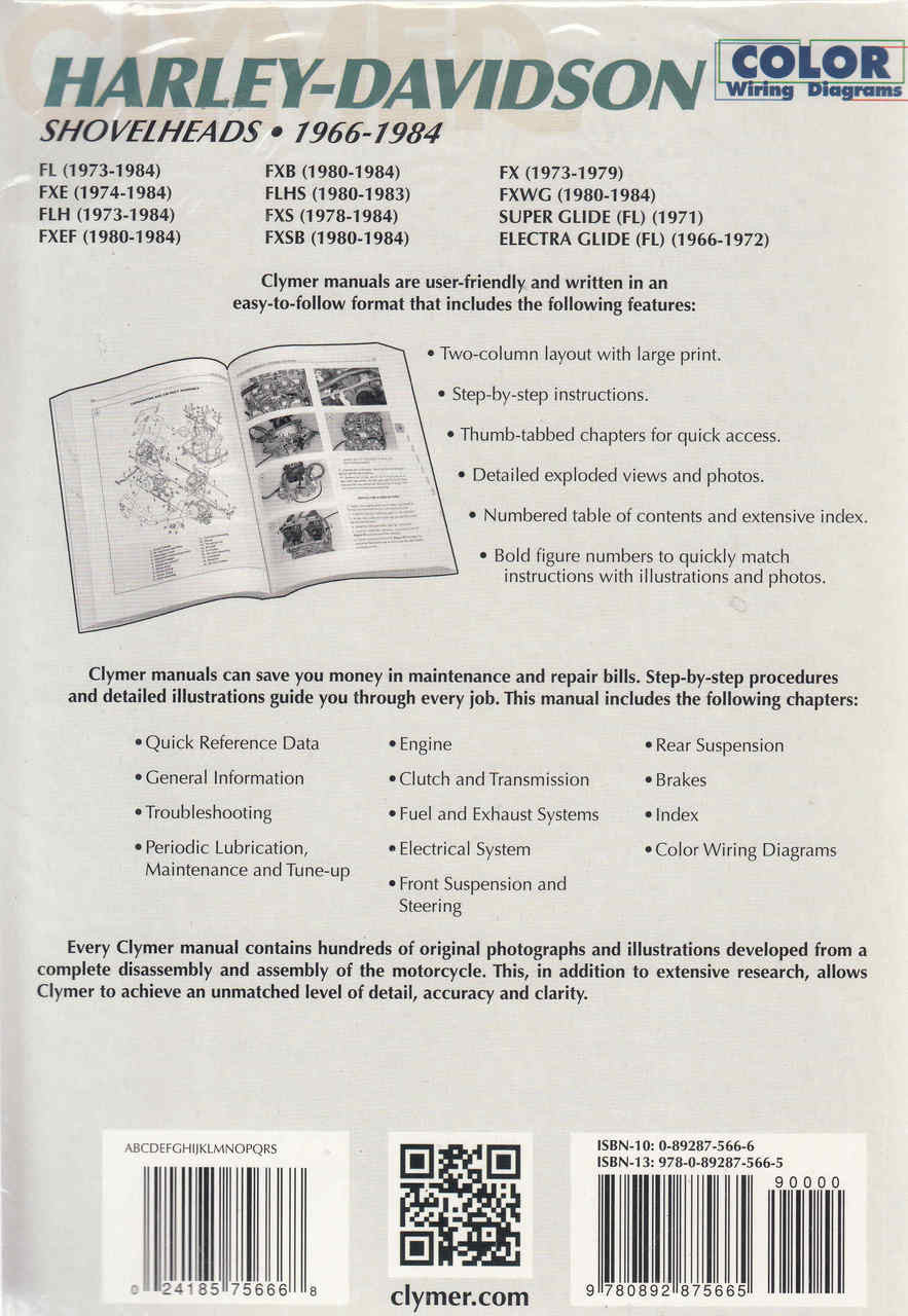 Harley-Davidson Shovelheads 1966 - 1984 Workshop Manual (9780892875665) Back
