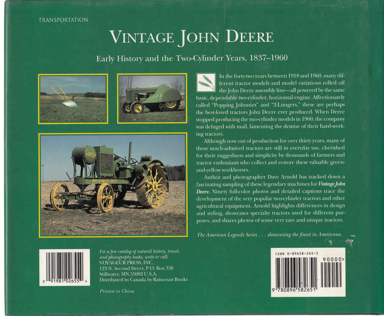 Vintage John Deere: Early History And The Two-Cylinder Years, 1837 - 1960 (9780896582651) back