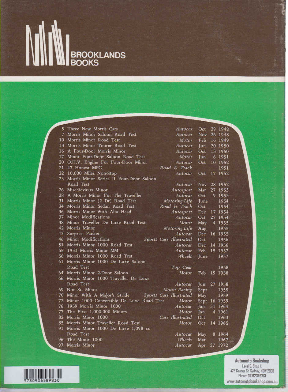 Morris Minor 1948-1970 Road Tests (9780906589830)