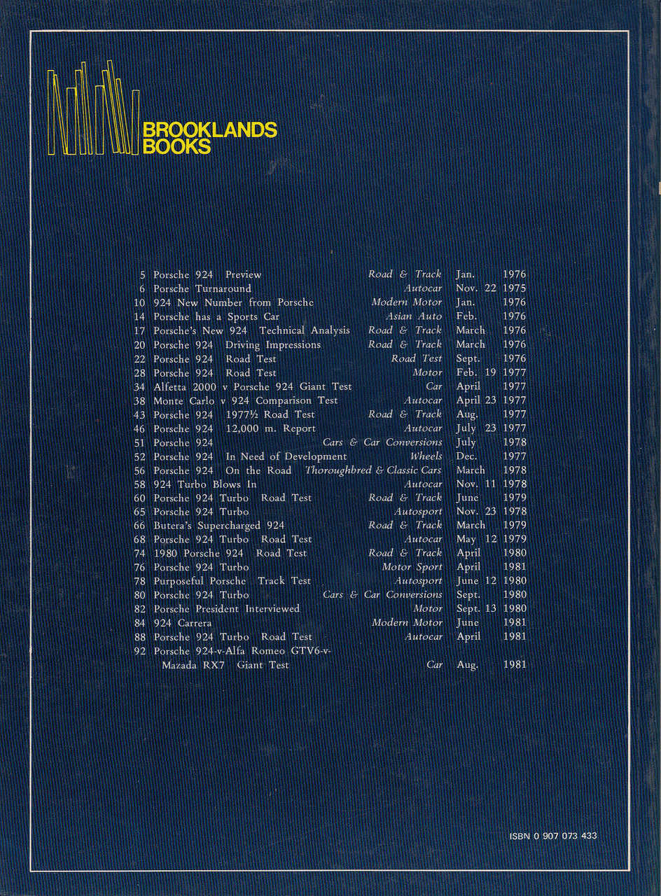 Porsche 924 1975 - 1981 (Brooklands Books , paperback)