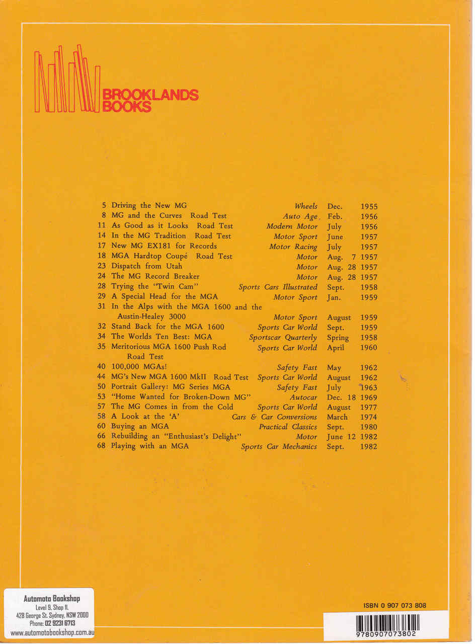 MGA 1955-1982 Collection No 1 Road Tests (9780907073802) (