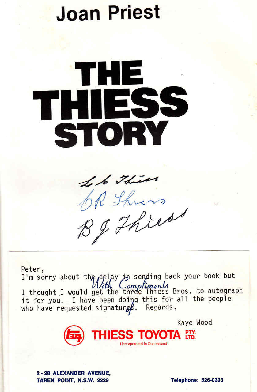 The Thiess Story (Signed By Three Thiess Brothers) (9780908175246) - sign