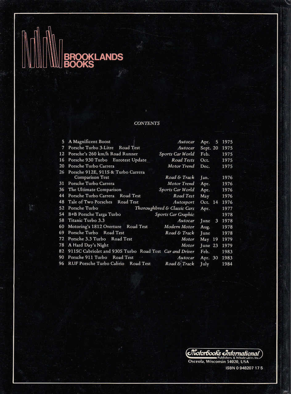 Porsche 911 Turbo, 1975 - 1984 (Brooklands Books Road Tests Series, 1 Oct 1985) (9780948207174)