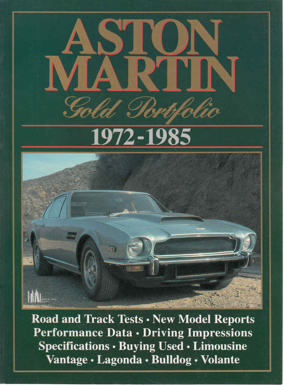 Aston Martin Gold Portfolio 1972-1985 cover with title text and classic car photo