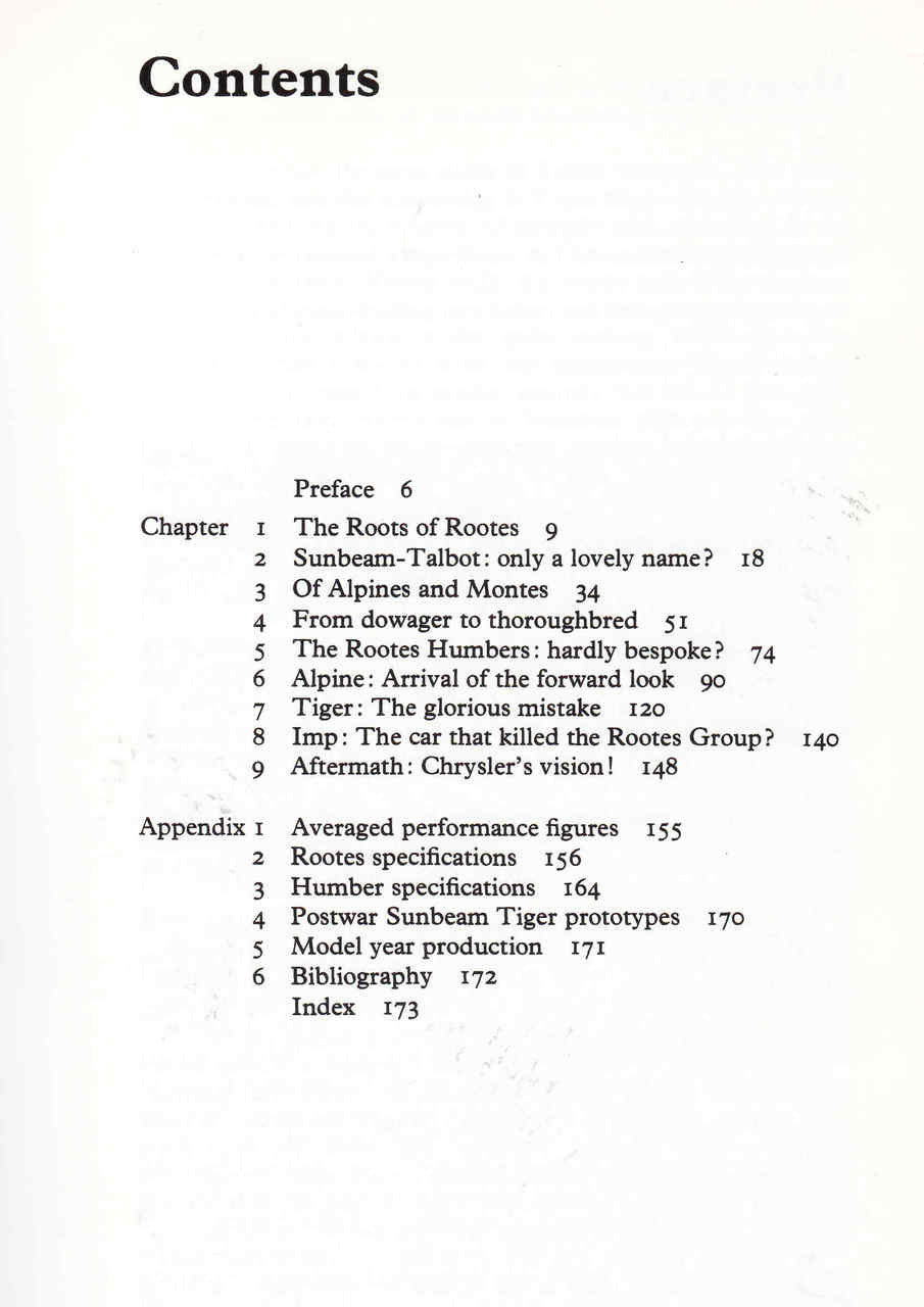 iger, Alpine, Rapier: Sporting Cars for the Rootes Group Contents