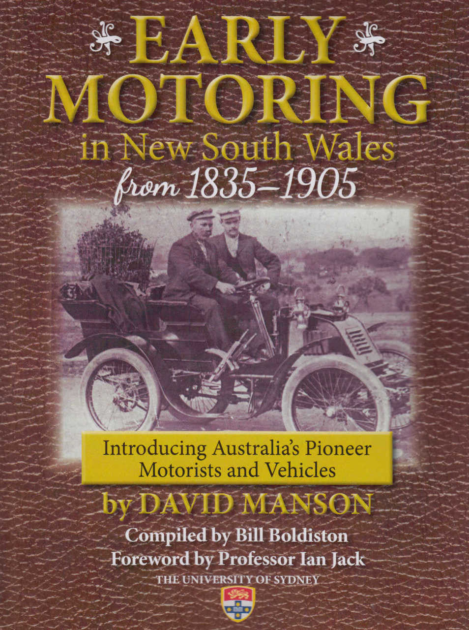 Early motoring book cover with vintage motorcycle photo and author names