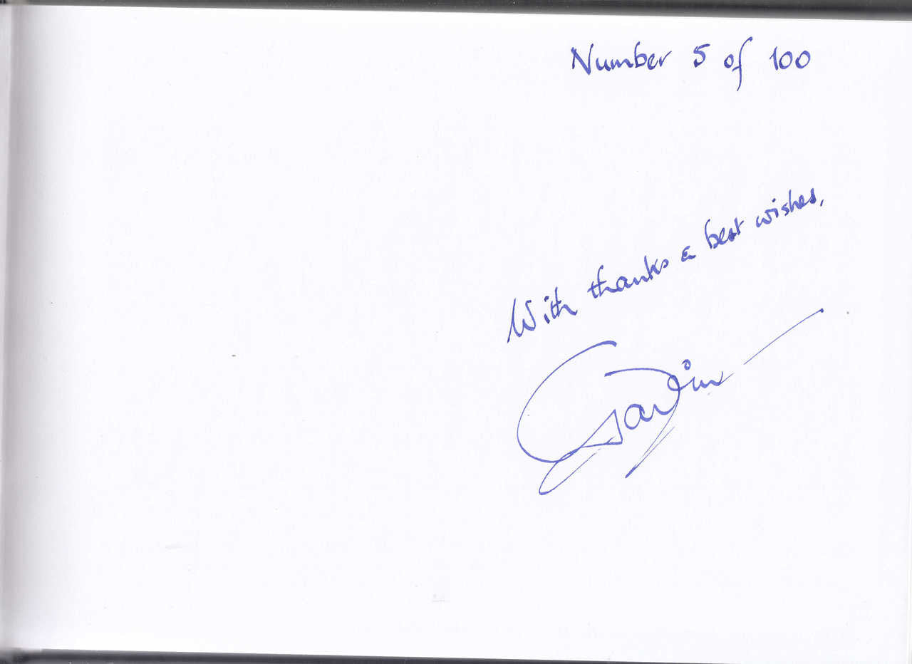 Signed book page with handwritten message and “Number 5 of 100” at top