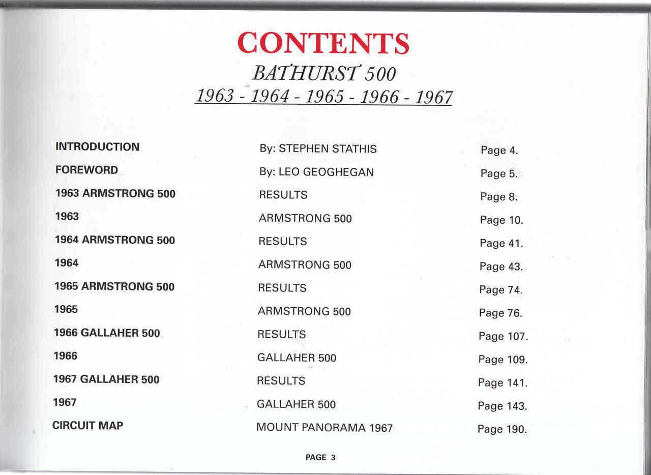 Bathurst 500 1963 - 1964 - 1965 - 1966 - 1967 A Photographic History Back