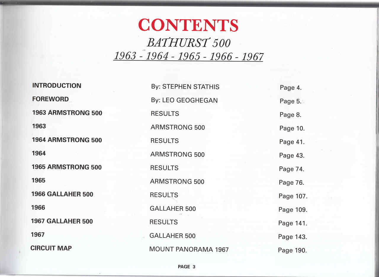Bathurst 500 1963 - 1964 - 1965 - 1966 - 1967 A Photographic History Back