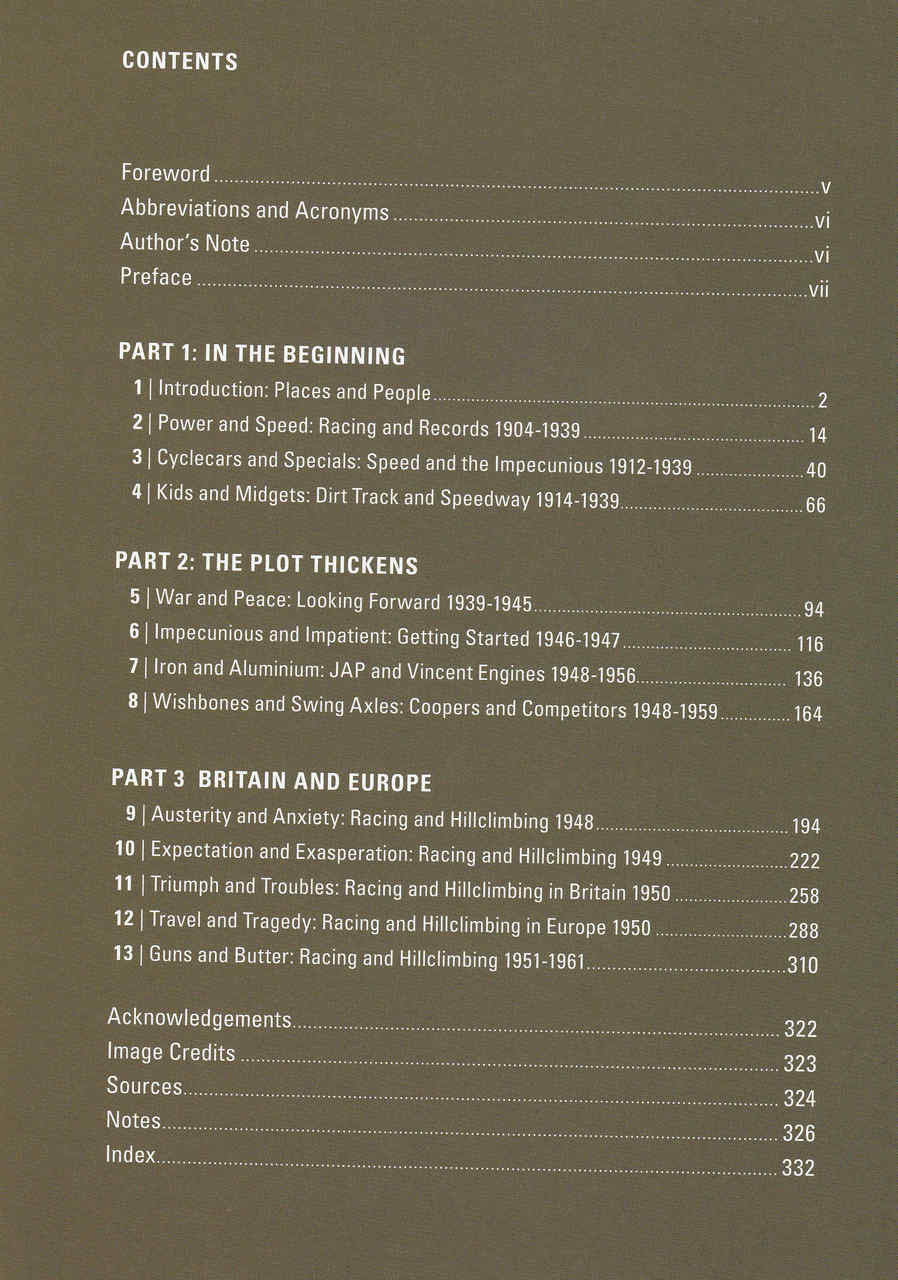 Power Without Glory: Racing the Big-Twin Cooper Contents